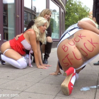 Manu Magnum and Laela Pryce kinky blondes public humiliated and