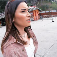Aria Lee flashing her bare ass at the theme park then fucks at home