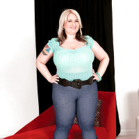 Fat and busty blonde Porsche Dali exposing her big ass and boobs