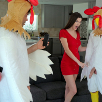 Cock hungry stepsisters Fiona Frost and Lulu Chu swapping dicks