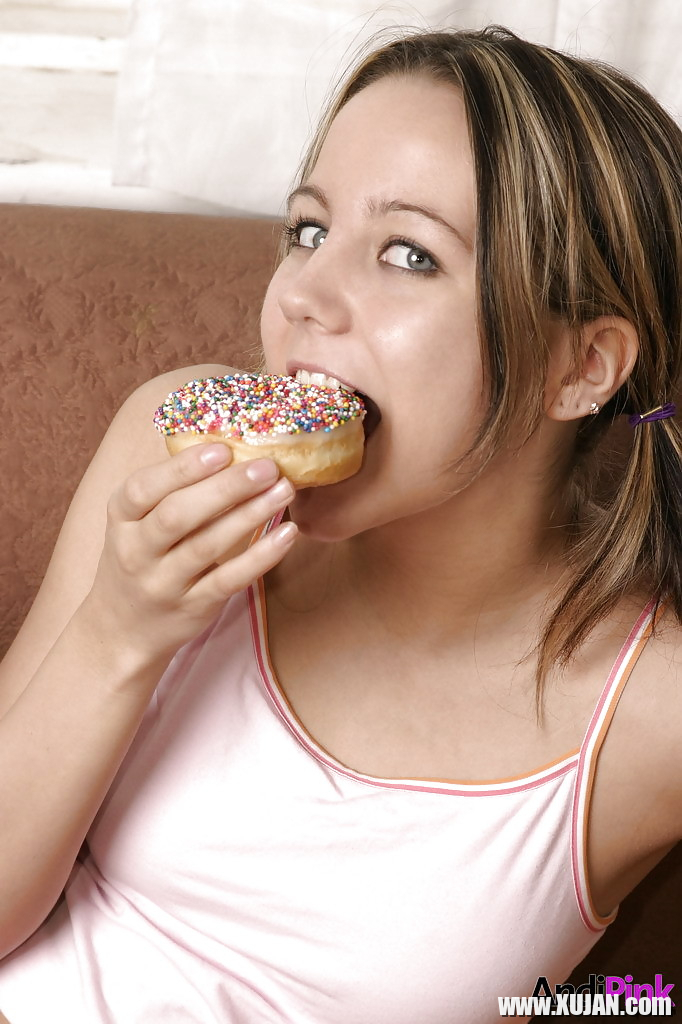 Andi Pink Eattinh Her DonutsWith Cute Pigtails - Photo #1180993