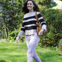 Pregnant Kelly Brook out and about in pink jeans London