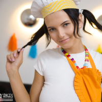 Wild young Simon Kitty is so horny that she cant focus on baking cookies