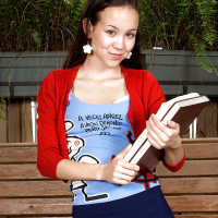 Asian teen schoolgirl Amai Liu shows her shaved pussy outdoors