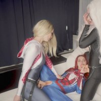 Sia Siberia and Purple Bitch in a hot lesbo cosplay threeway