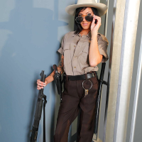 Insanely hot babe in sheriff uniform Juelz Ventura denudes firm boobs