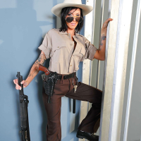 Insanely hot babe in sheriff uniform Juelz Ventura denudes firm boobs