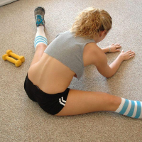 Pictures of a hot busty peach Nikki doing her exercises