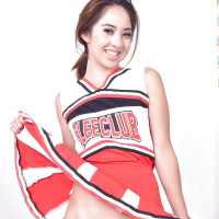 Asian amateur Mila Jade exposing smooth pussy underneath cheerleader outfit