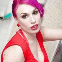 Pink haired solo girl Lily Madison wetting hooters in the shower
