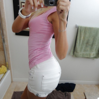Blonde exgirlfriend Erica Fontes taking mirror self shots while undressing