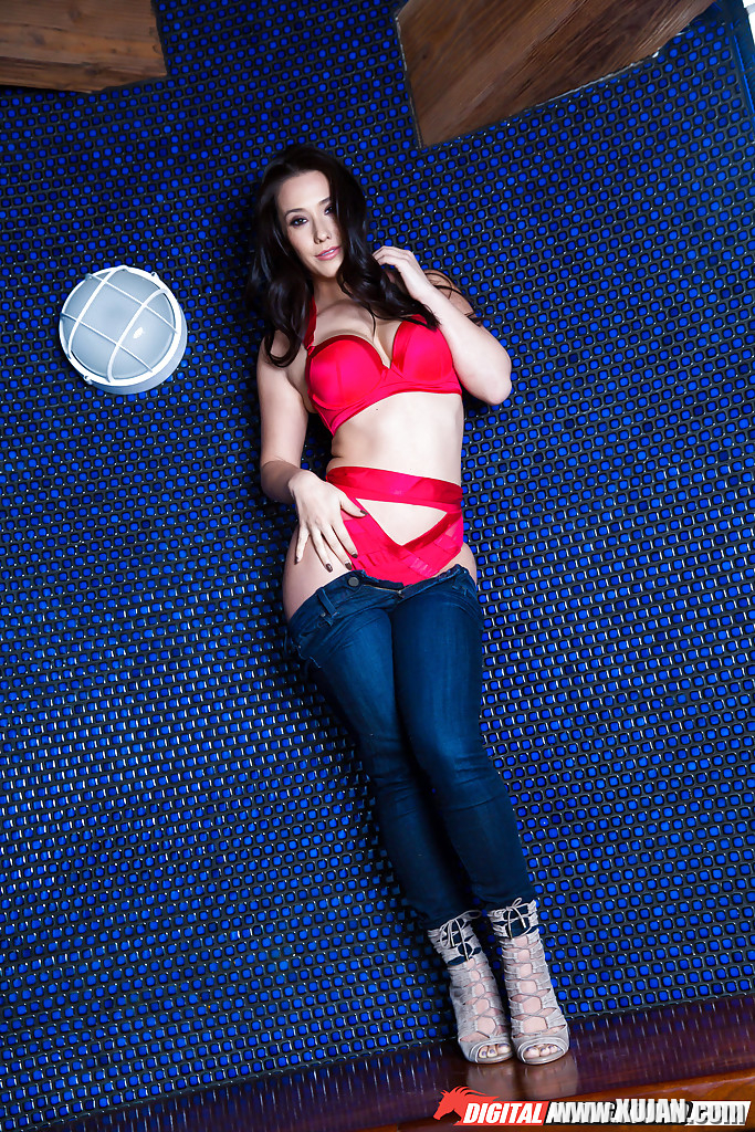 Clothed pornstar Eva Lovia stripping off jeans and pink lingerie - Photo #1235487