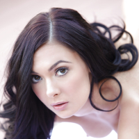 Gorgeous brunette babe Marley Brinx playing with nice natural boobs