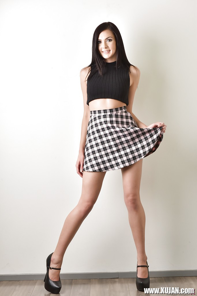 Pretty solo babe Marley Brinx flashing upskirt undies on way to posing nude - Photo #1244689