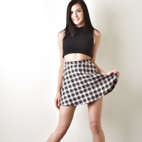 Pretty solo babe Marley Brinx flashing upskirt undies on way to posing nude