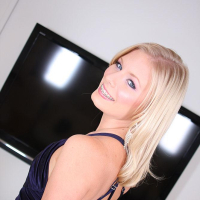 Cute blonde with braces Kyleigh Ann sucks very lucky cock