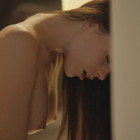 Brunette girl Jessica enjoys a hard pussy pounding on a romantic night