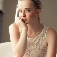 Sweet Kenze Thomas strips naked by the Window