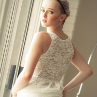 Sweet Kenze Thomas strips naked by the Window