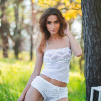 Brunette coed Cara Mell gives you her tight pussy outside