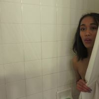 Petite thai babe Aria Skye gets a second rund in the shower with stepbro