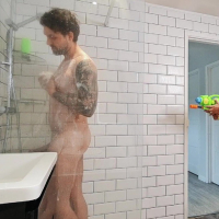 Playful Beth Bennett having shower pranking sex