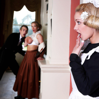 Loulou and Rebecca Moore share the butlers huge dick