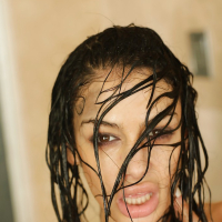 Dirty latina with big round boobs Angelina Valentine stripping in the shower