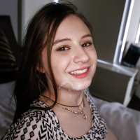 Innocent brunette teen Elektra Rose giving a thorough blowjob