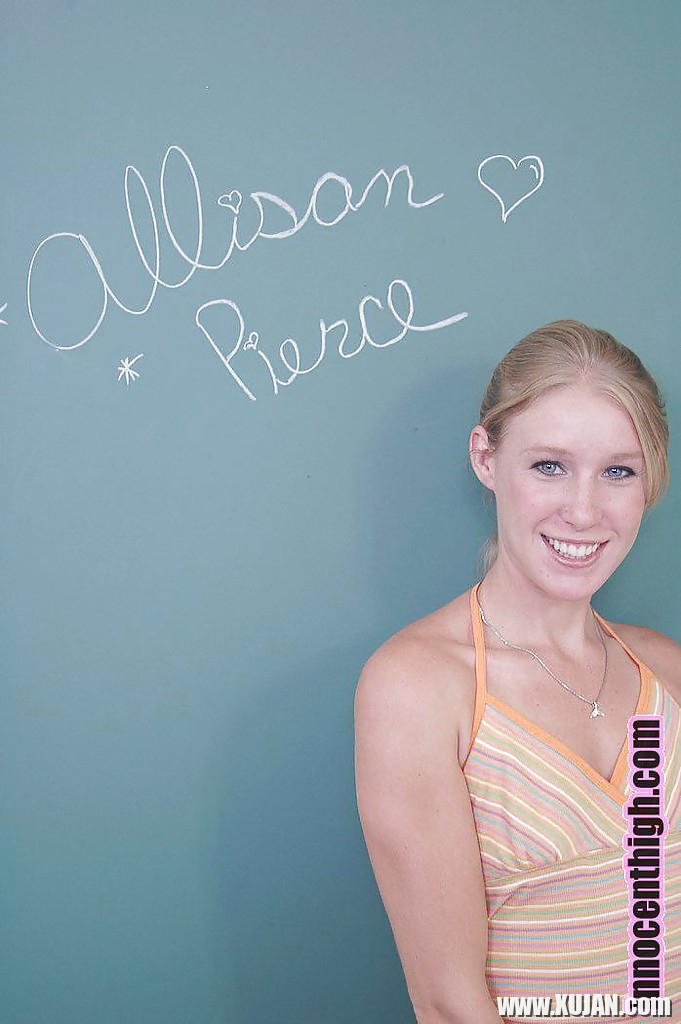 Schoolgirl blonde babe Allison undressing her awesome pussy - Photo #1299667