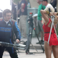 Ashley Benson shows off her ass and cleavage wearing a skimpy red outfit on the