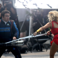 Ashley Benson shows off her ass and cleavage wearing a skimpy red outfit on the