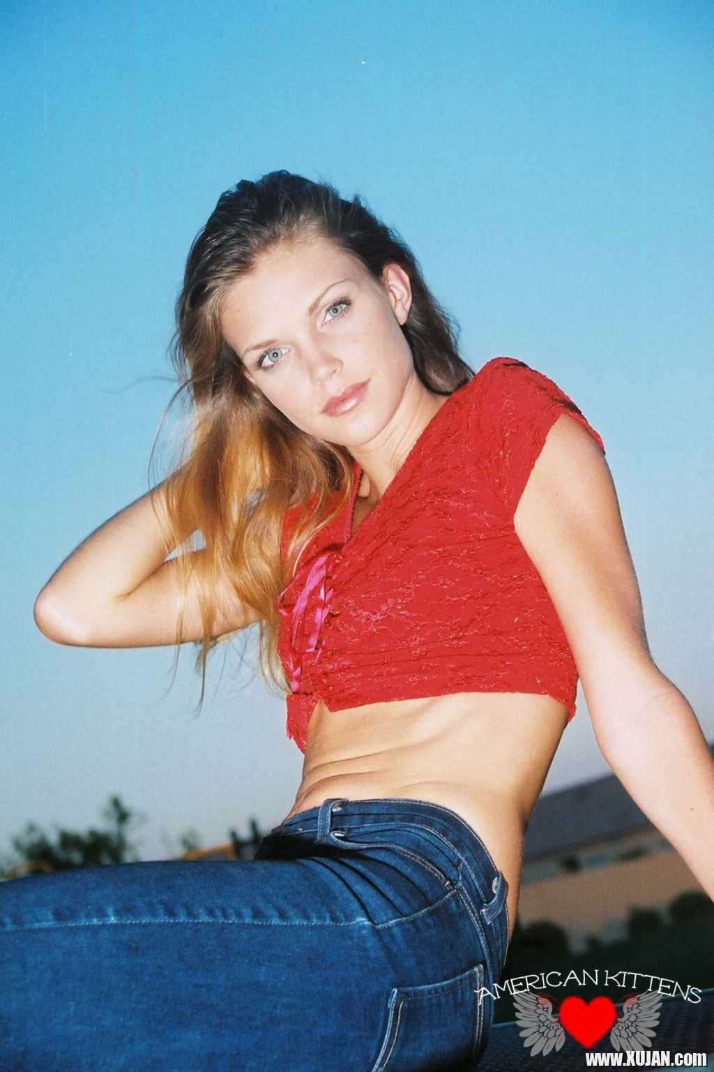 Ashley is outside on the play ground in tight jeans and a tiny red top I love to - Photo #1304338