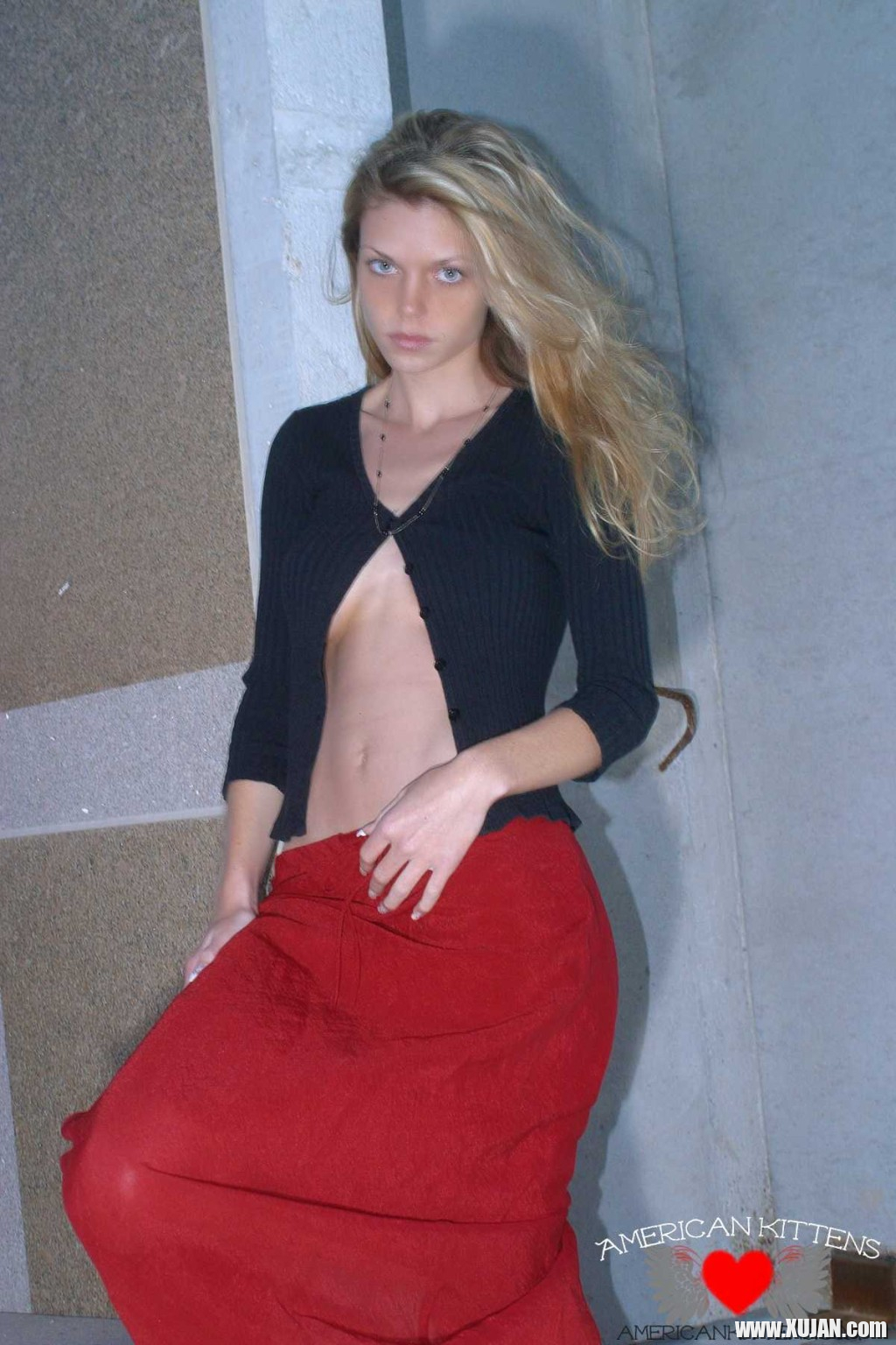 Ashley outside black top red long skirt - Photo #1304357