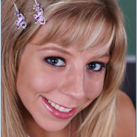 Adorable coed cutie Chastity Lynn showing off lean body in the class