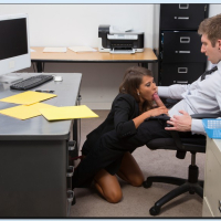 Madison Ivy gives a titjob to her office mate and fucks his huge boner