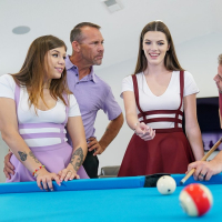 Naughty Fiona Frost and Isabel Moon having twisted twister with stepdads