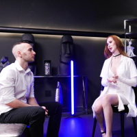 Busty redhead Lenina Crowne enjoys sucking and riding a big hard cock