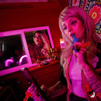 Nasty River Dawn and Evilyn Ink having weird lesbian fuck session