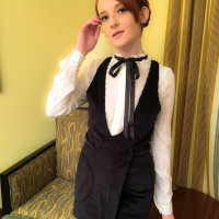 Redhead chick Cherry Fae takes off her clothes and shows her sexy figure