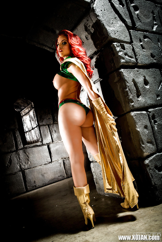 Busty redhead Britney Amber modeling topless in cosplay outfit - Photo #1354334