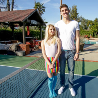 Kinky tiny blonde girl Riley Star being surprised with a king size shaft