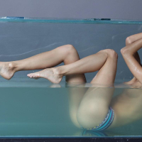 Blonde teen Nancy A masturbates under water in Aquarium