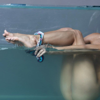 Blonde teen Nancy A masturbates under water in Aquarium