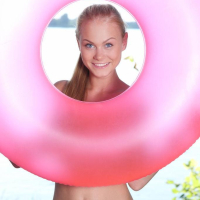 Blonde babe Nancy A goes nude outside in Zeillin