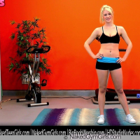 Fit Babe Delilah Blue working out naked in the Gym