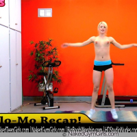 Fit Babe Delilah Blue working out naked in the Gym