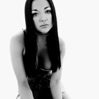 Pictures of Audrey Bitoni showing her pussy in black and white
