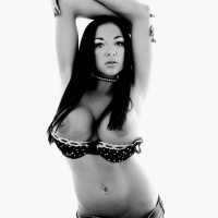 Pictures of Audrey Bitoni showing her pussy in black and white