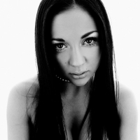 Pictures of Audrey Bitoni showing her pussy in black and white